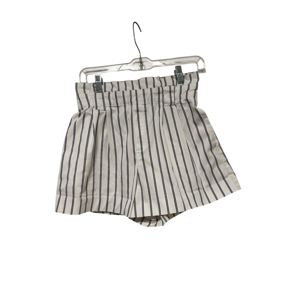 Zara White Navy Pinstripe High Waist Shorts S - Picture 2 of 9